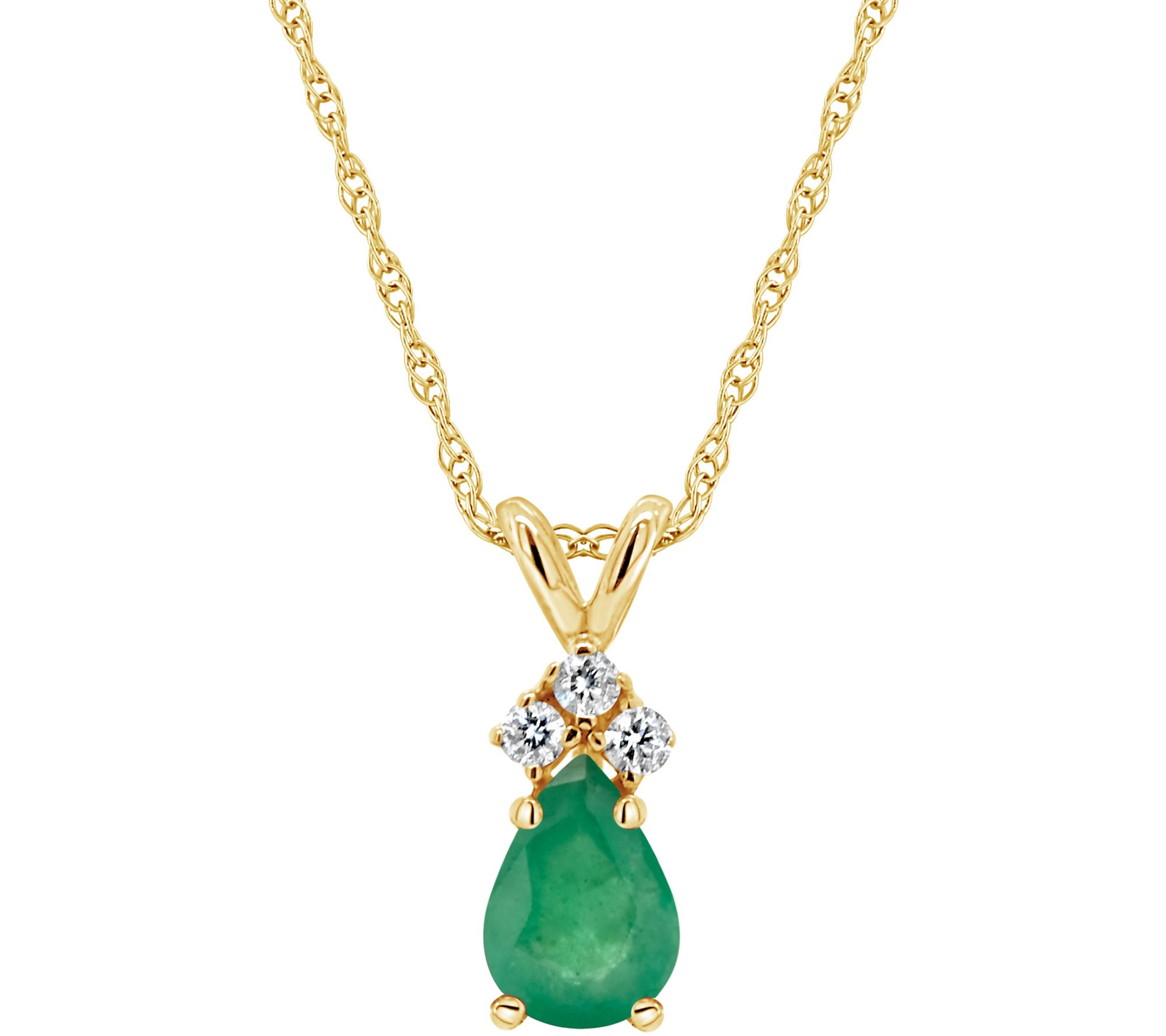 14K Pear-Shaped Precious Gemstone & Diamond Pendant