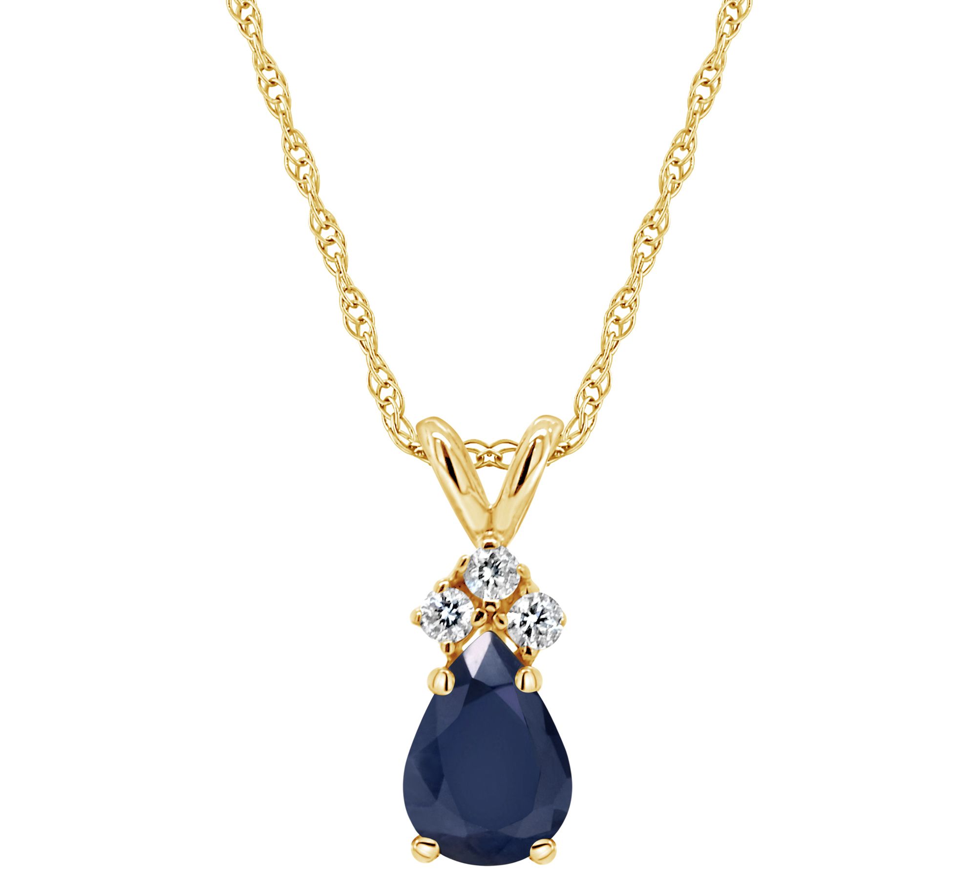 14K Pear-Shaped Precious Gemstone & Diamond Pendant