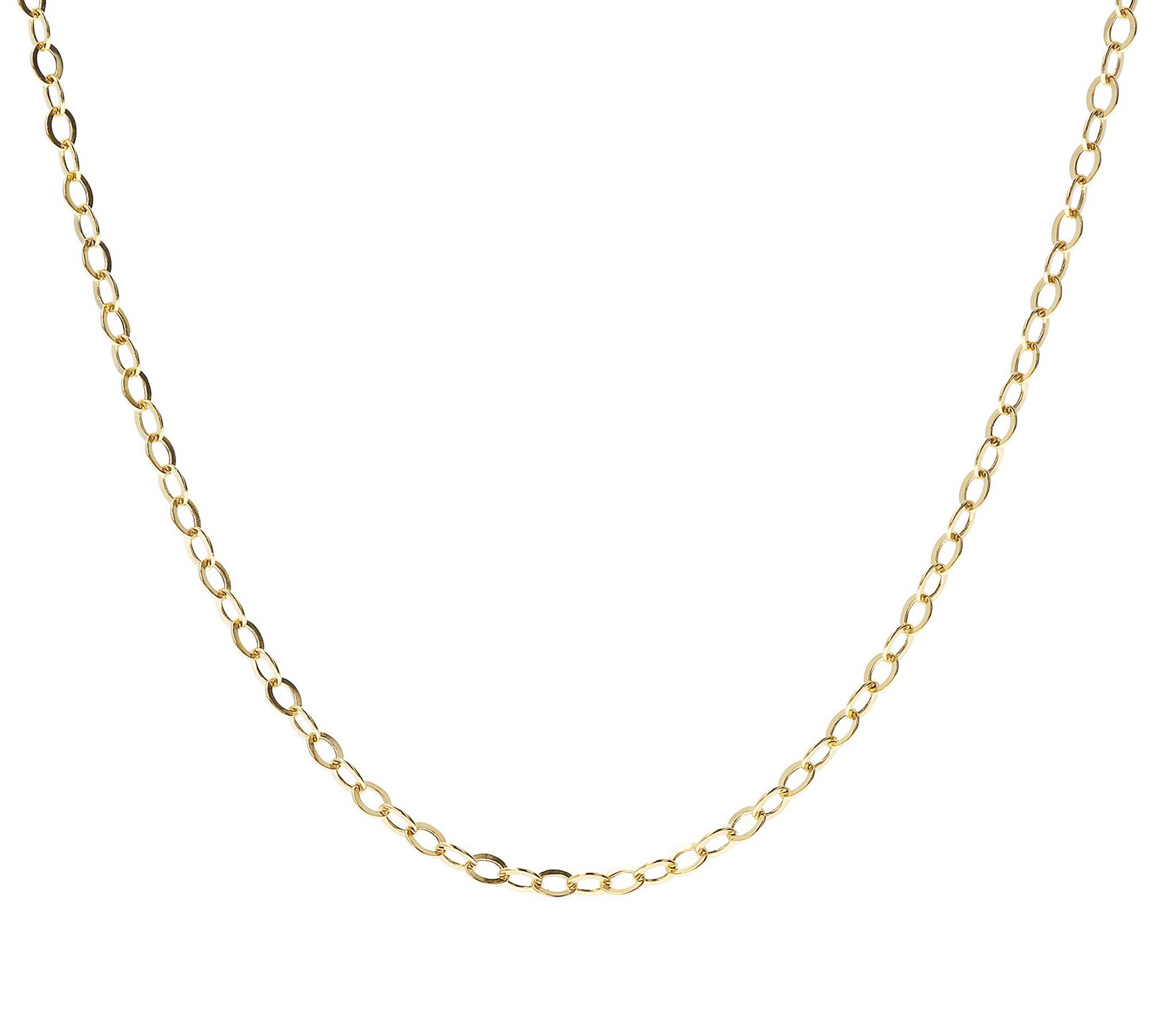 Italian Gold Flat Rolo Link 16" Necklace, 14K,1.4g