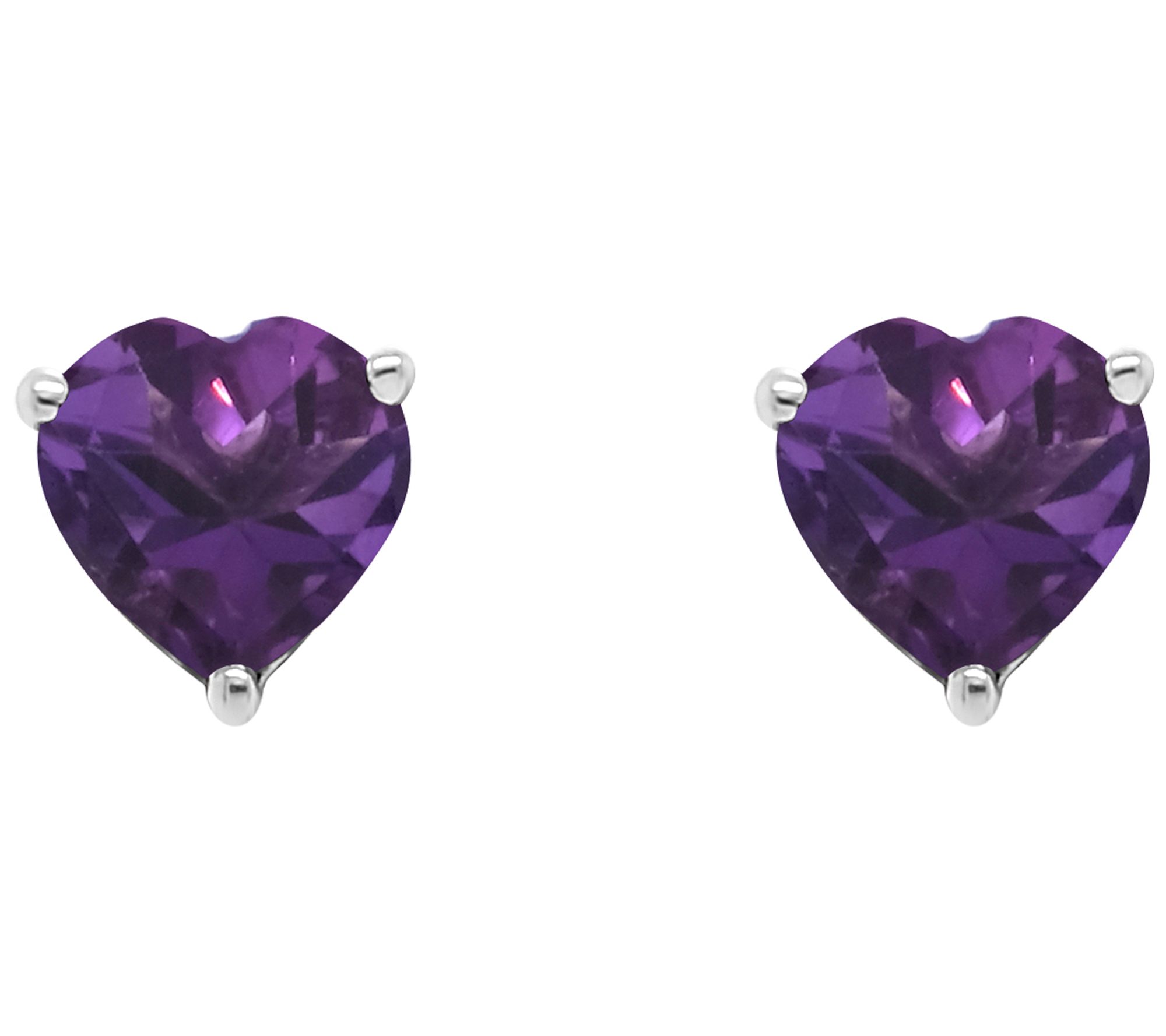 Sterling Silver Heart-Shaped Gemstone Stud Earrings - QVC.com