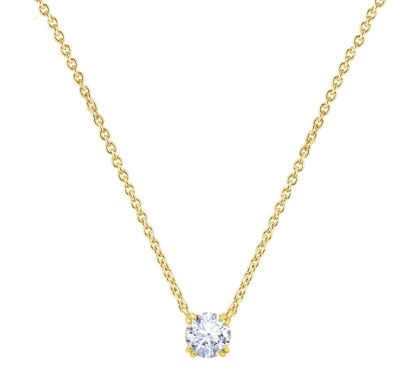 Diamonique Sterling 1.00 cttw Round Solitare Necklace