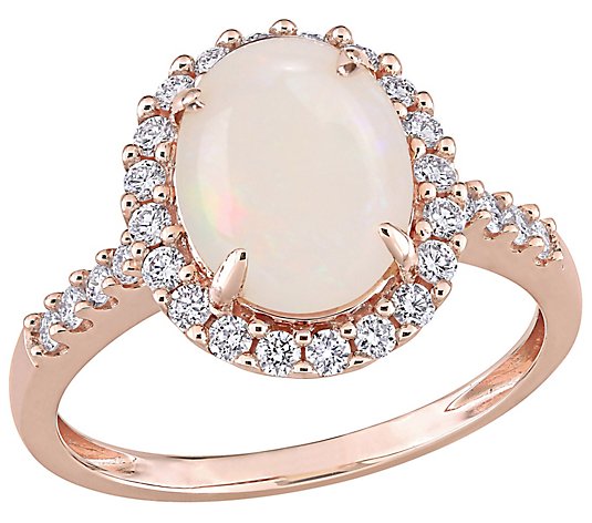 Bellini 14K 1.65 cttw Opal & 0.40 cttw Diamond Halo Ring