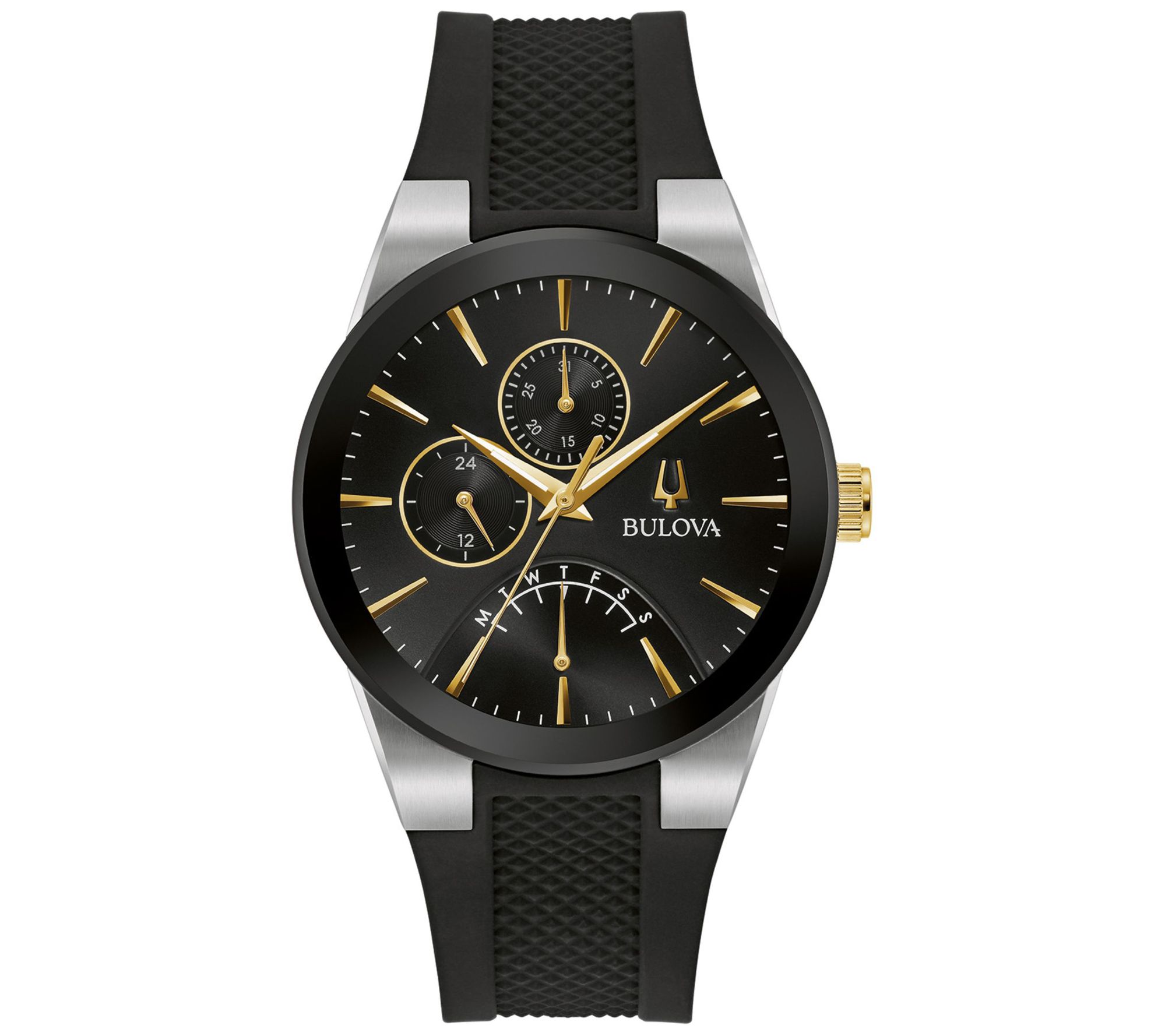 Bulova Men's Stainless Black Textured Silicone trap Watch