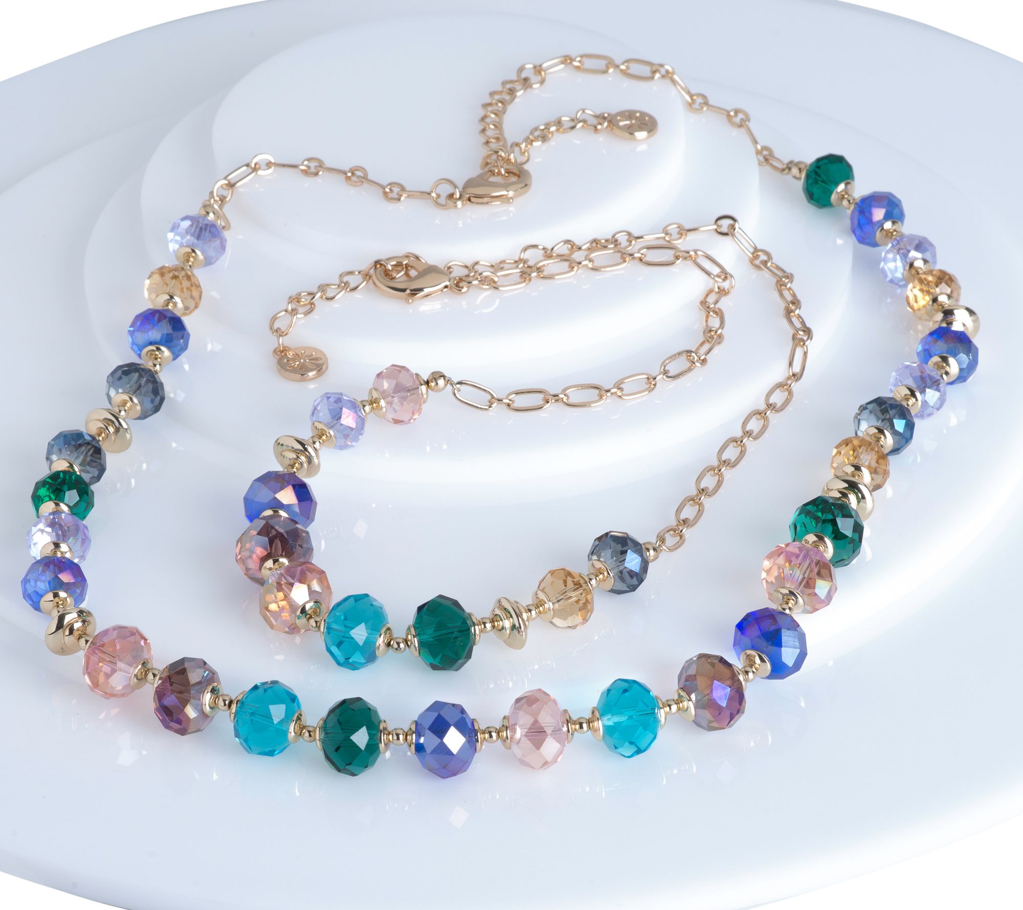 Isaac Mizrahi Live! Set of 2 Nested Faceted Bead Necklaces