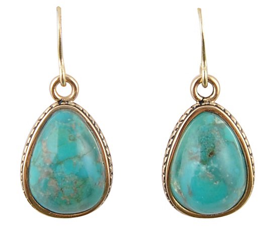 Barse Artisan Crafted Turquoise Tear Drop Dangle Earrings