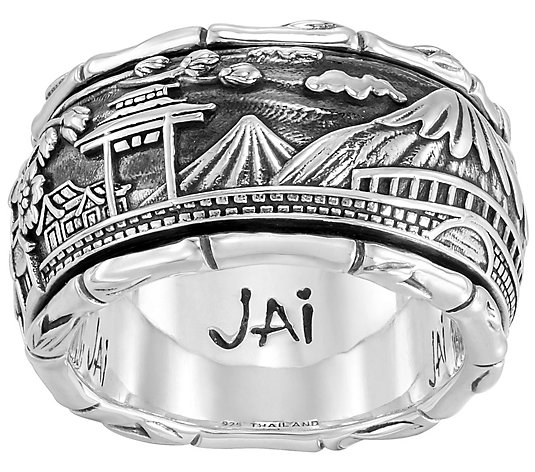 JAI Sterling Silver Japanese Scenery Spinner Band Ring