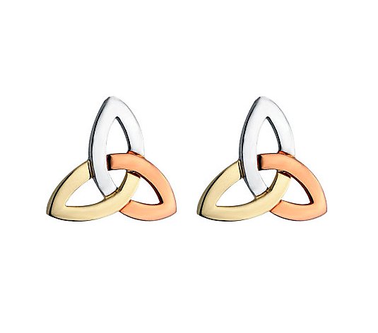 Solvar Tri-Color Trinity Knot Earrings, 14K Gold