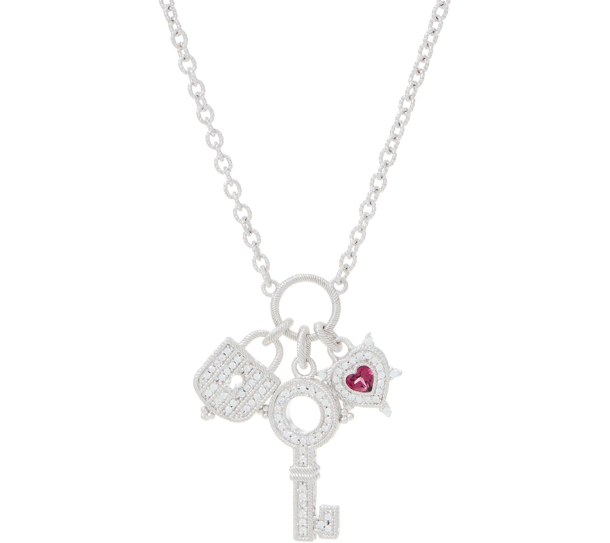 Judith Ripka Sterling Lock & Key Necklace