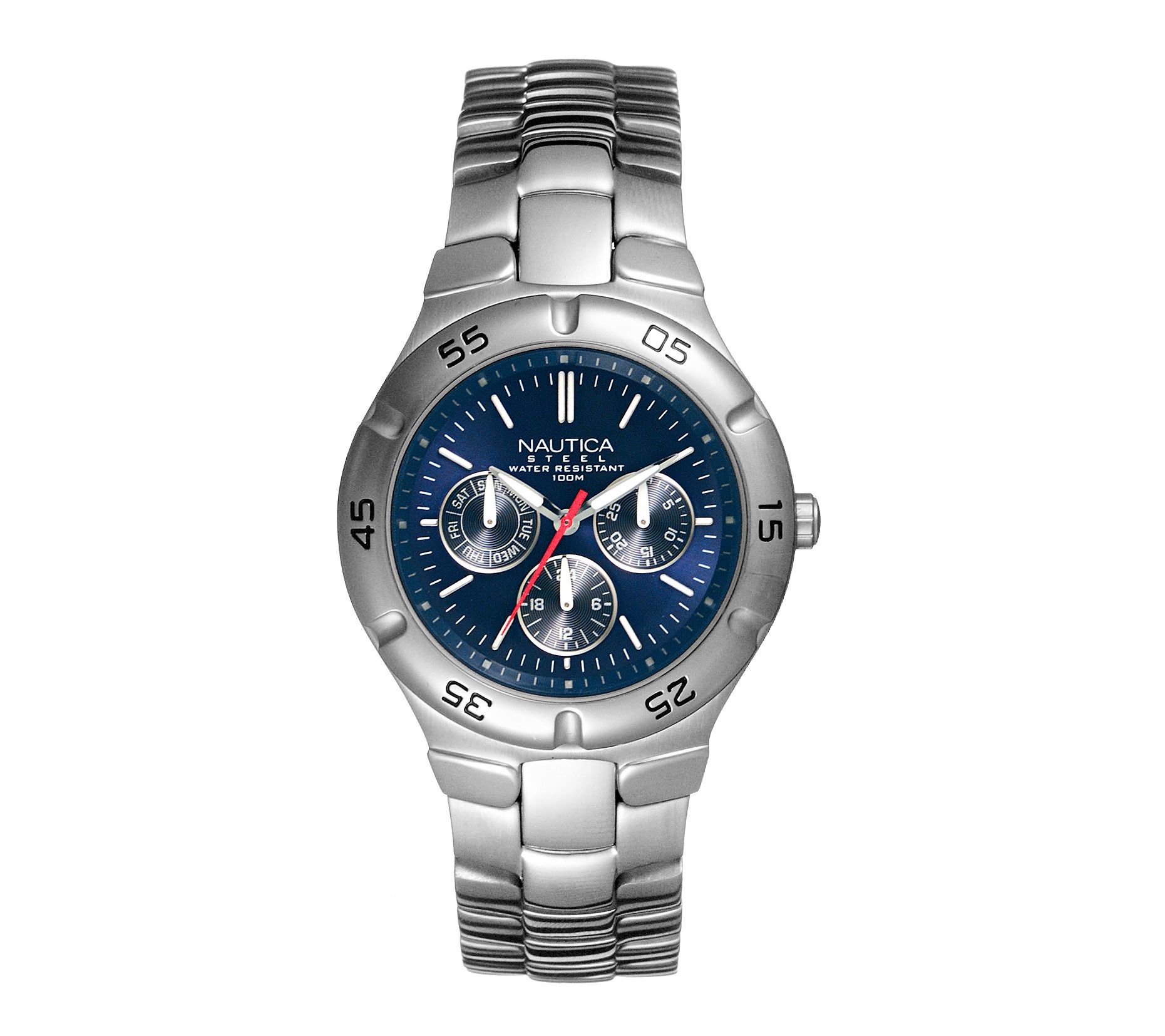 Nautica Men's Stainless Steel Blue Dial Multi-F unction Watch