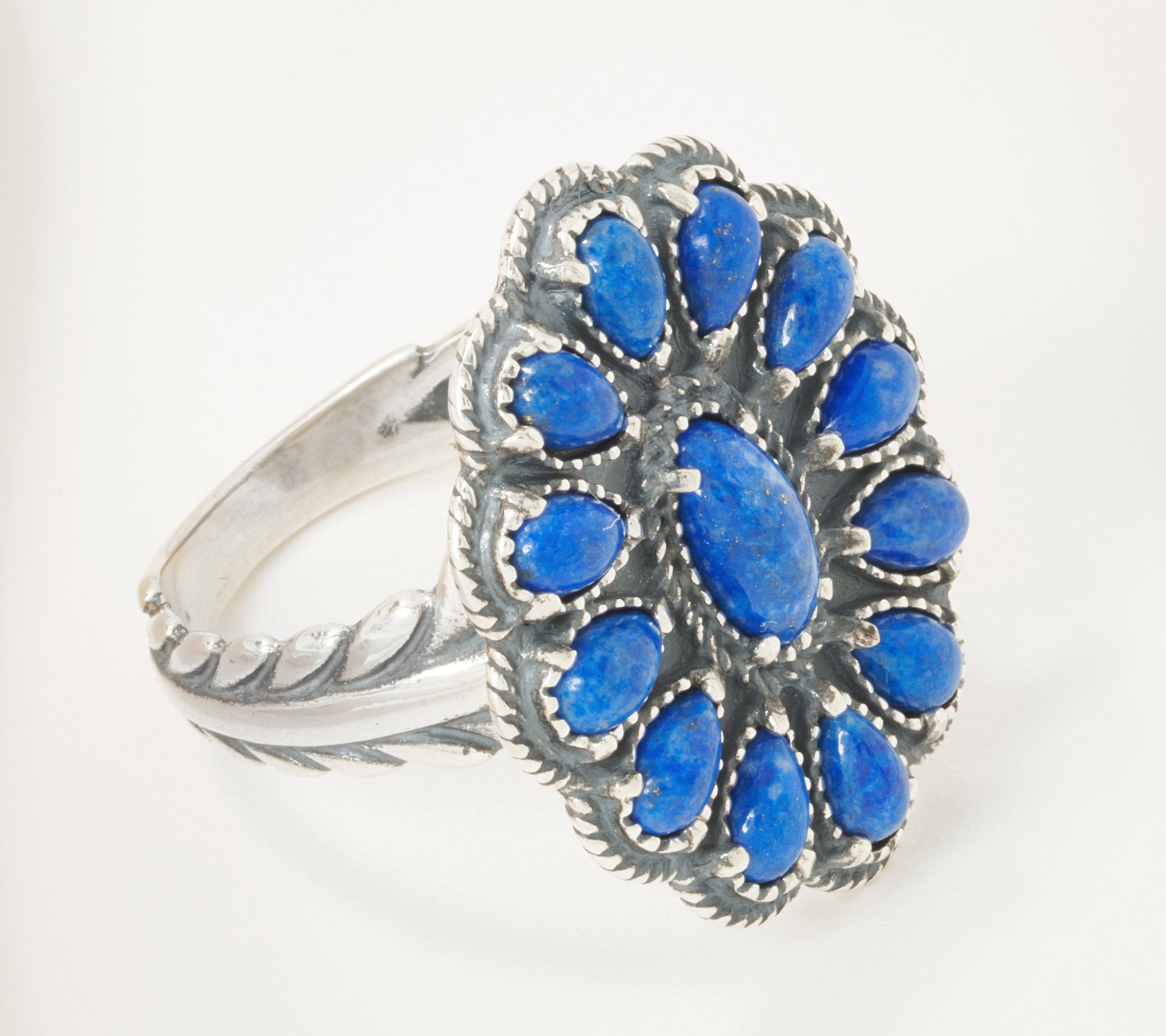 American West Sterling Silver Gemstone Oval Shape Cluster Ring - QVC.com
