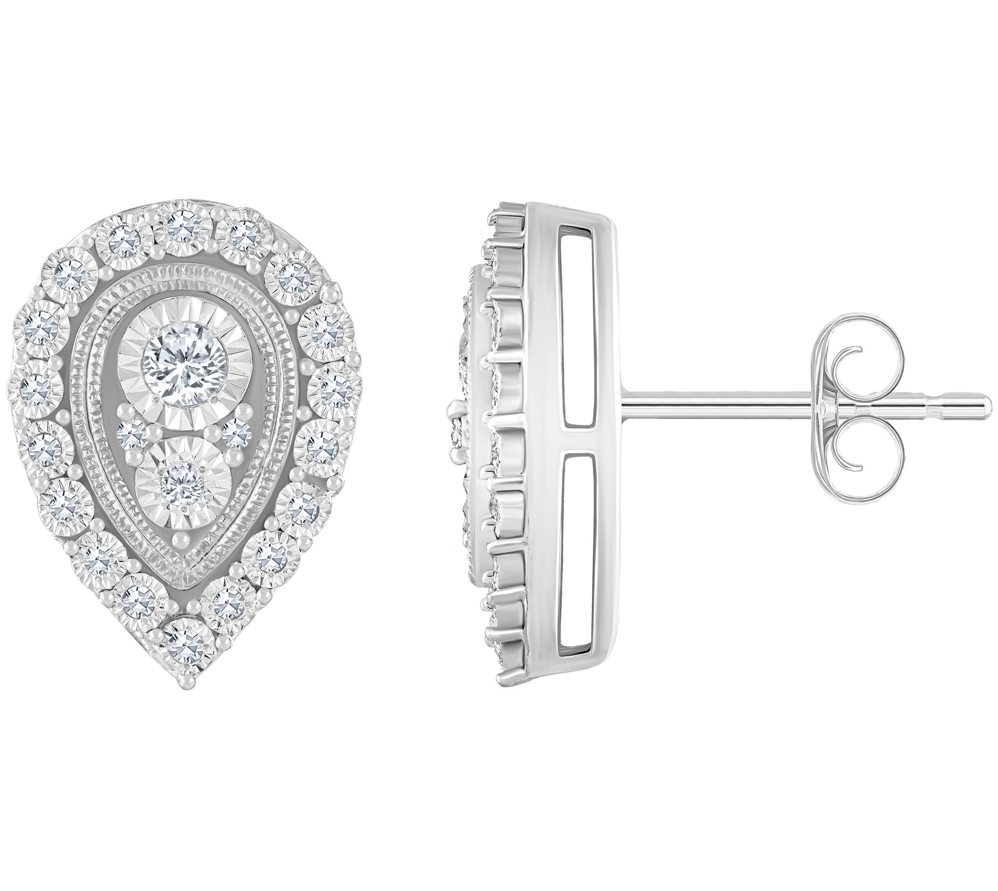 Affinity 0.20 cttw Diamond Tear Drop Halo Earri ngs, 14K Gold