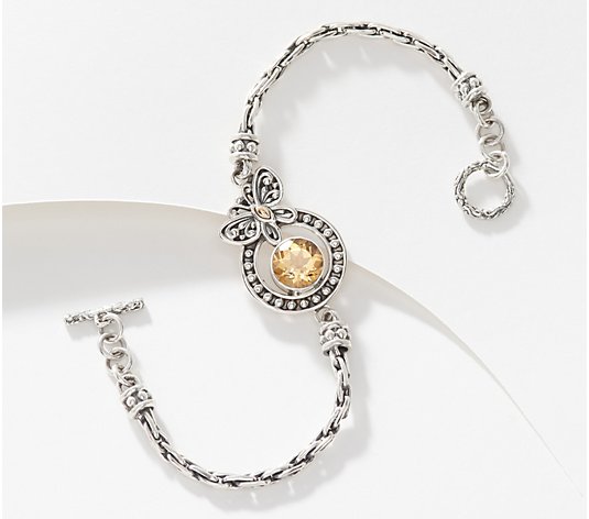 Artisan Crafted Sterling Silver Butterfly Gemstone Bracelet