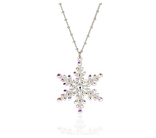 Anne Koplik Swarovski Crystal Snowflake Pendant w/ Chain