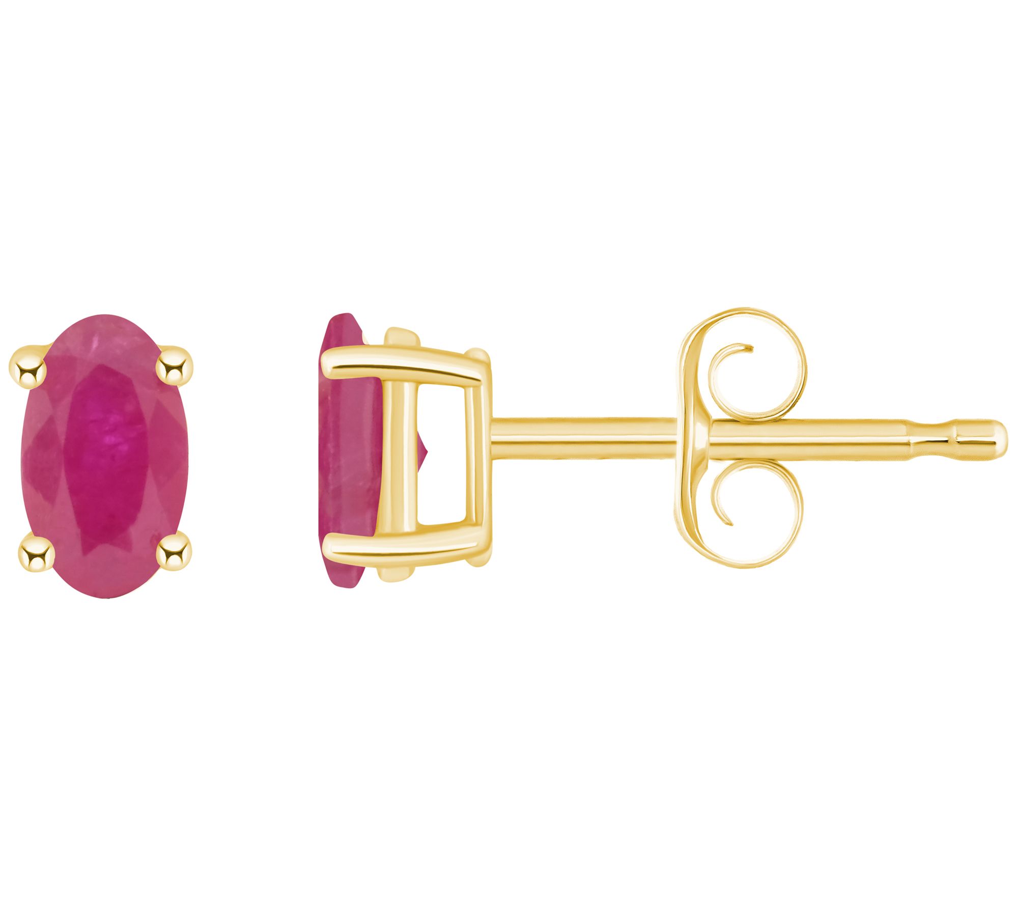 14K Gold Oval 0.70 cttw Ruby Stud Earrings