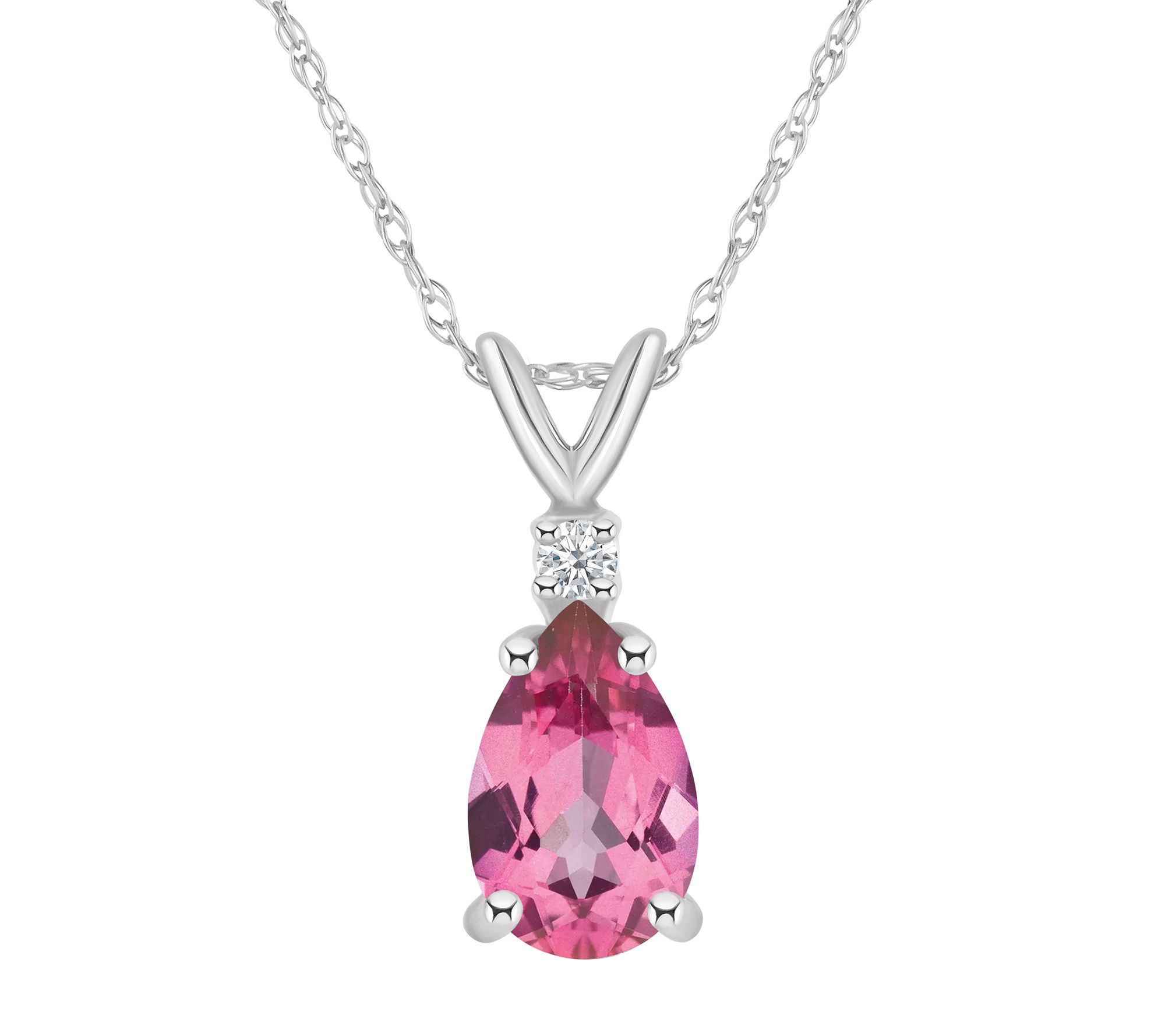 14K Gold Pink Topaz Pendant Necklace