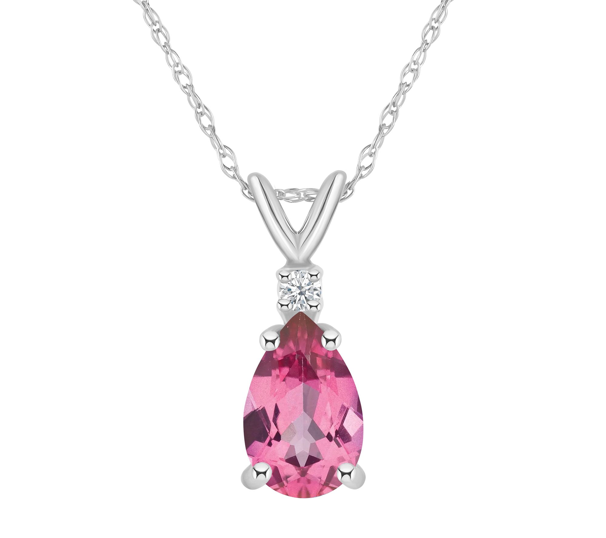 14K Gold 1.05 cttw Pink Topaz & Diamond Acc ent Pendant
