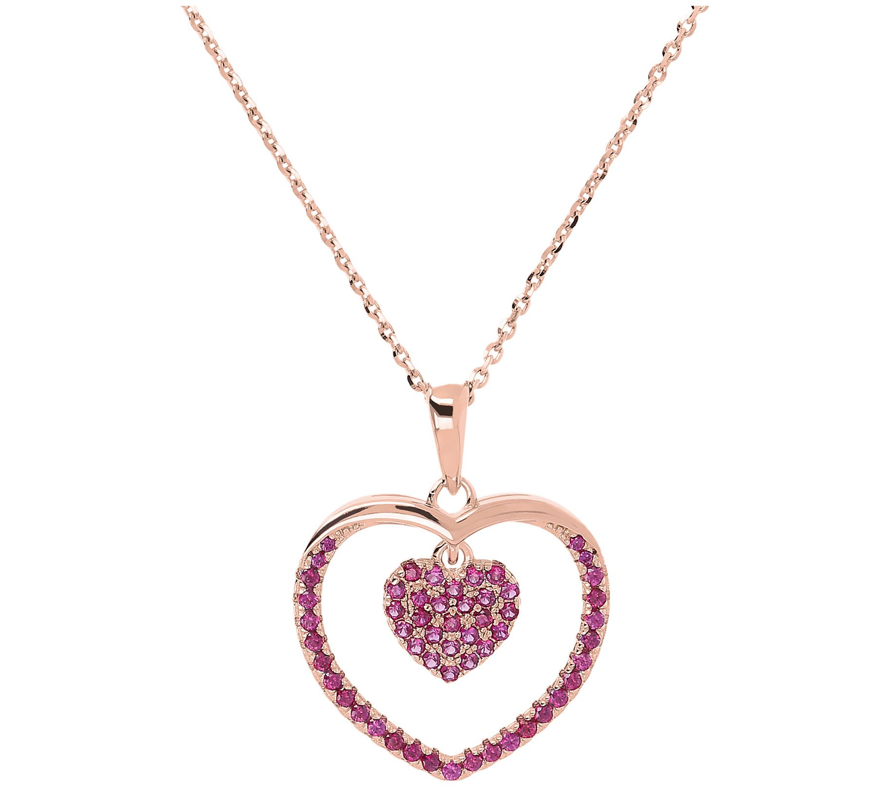 Diamonique 0.50 cttw Heart Pendant w/ Chain, St erling