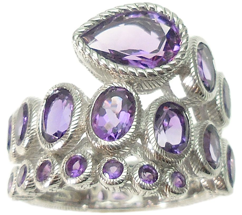 Judith Ripka Sterling and Amethyst Wraparound Ring - QVC.com