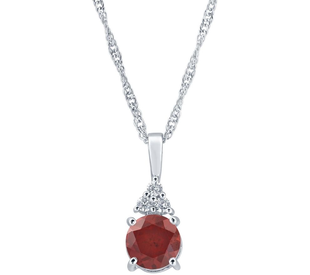 Sterling Silver 7mm Round Gemstone Pendant w/ 18" Chain