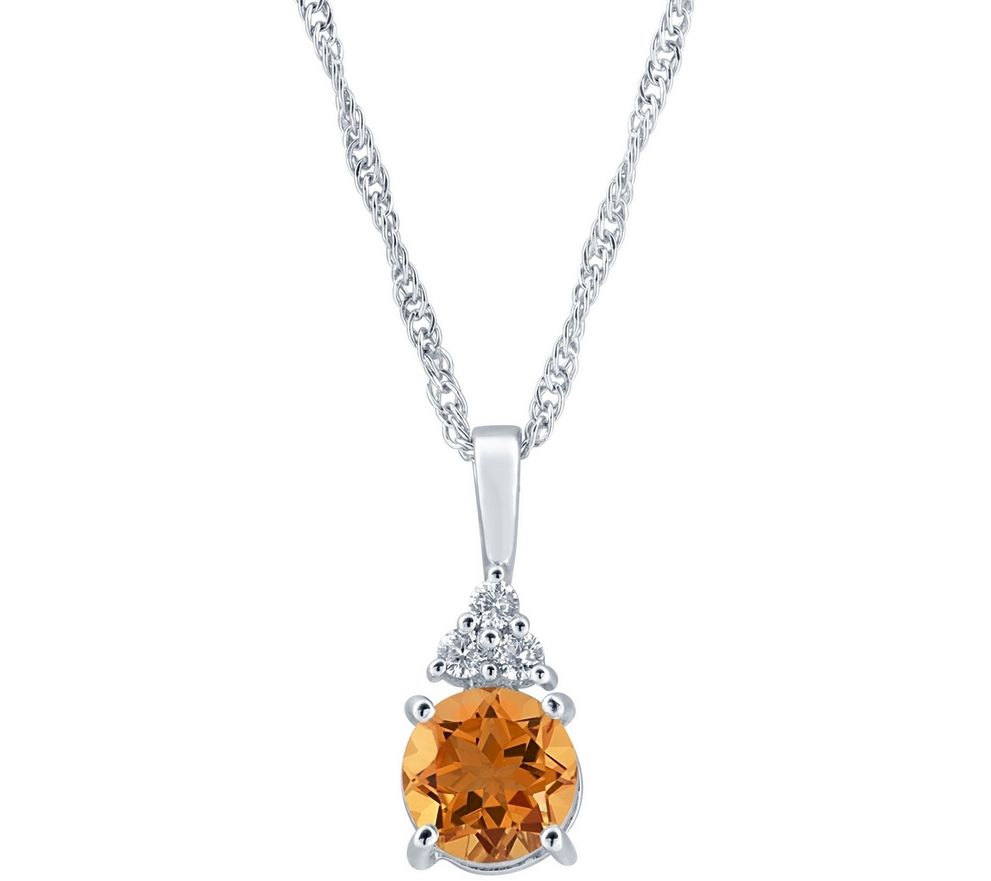 Sterling Silver 7mm Round Gemstone Pendant w/ 18" Chain