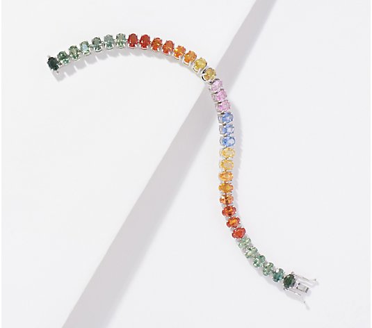 Affinity Gems Rainbow Sapphire Tennis Bracelet Sterling Silver