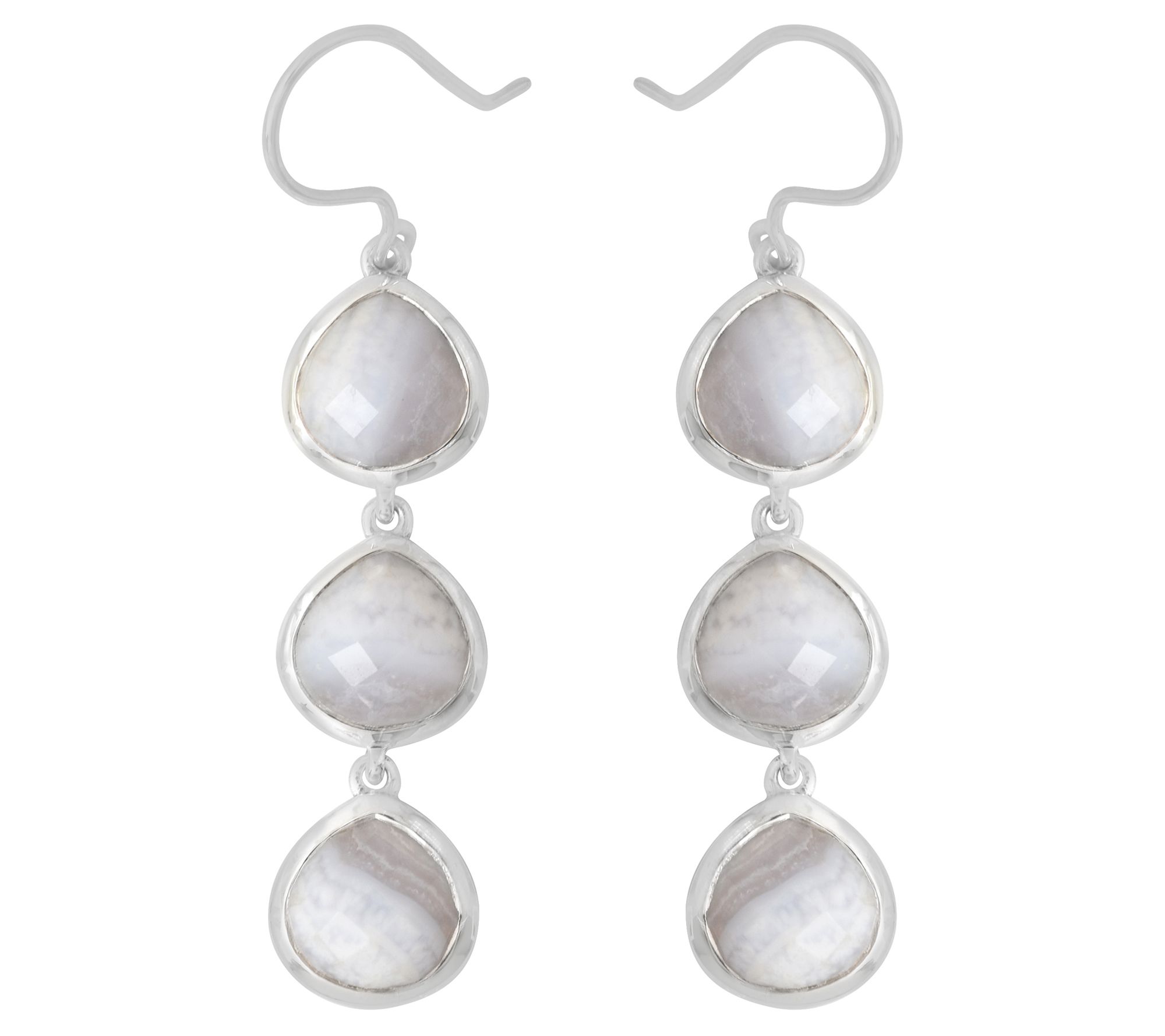 Sterling Silver Blue Lace Chalcedony Dangle Earrings