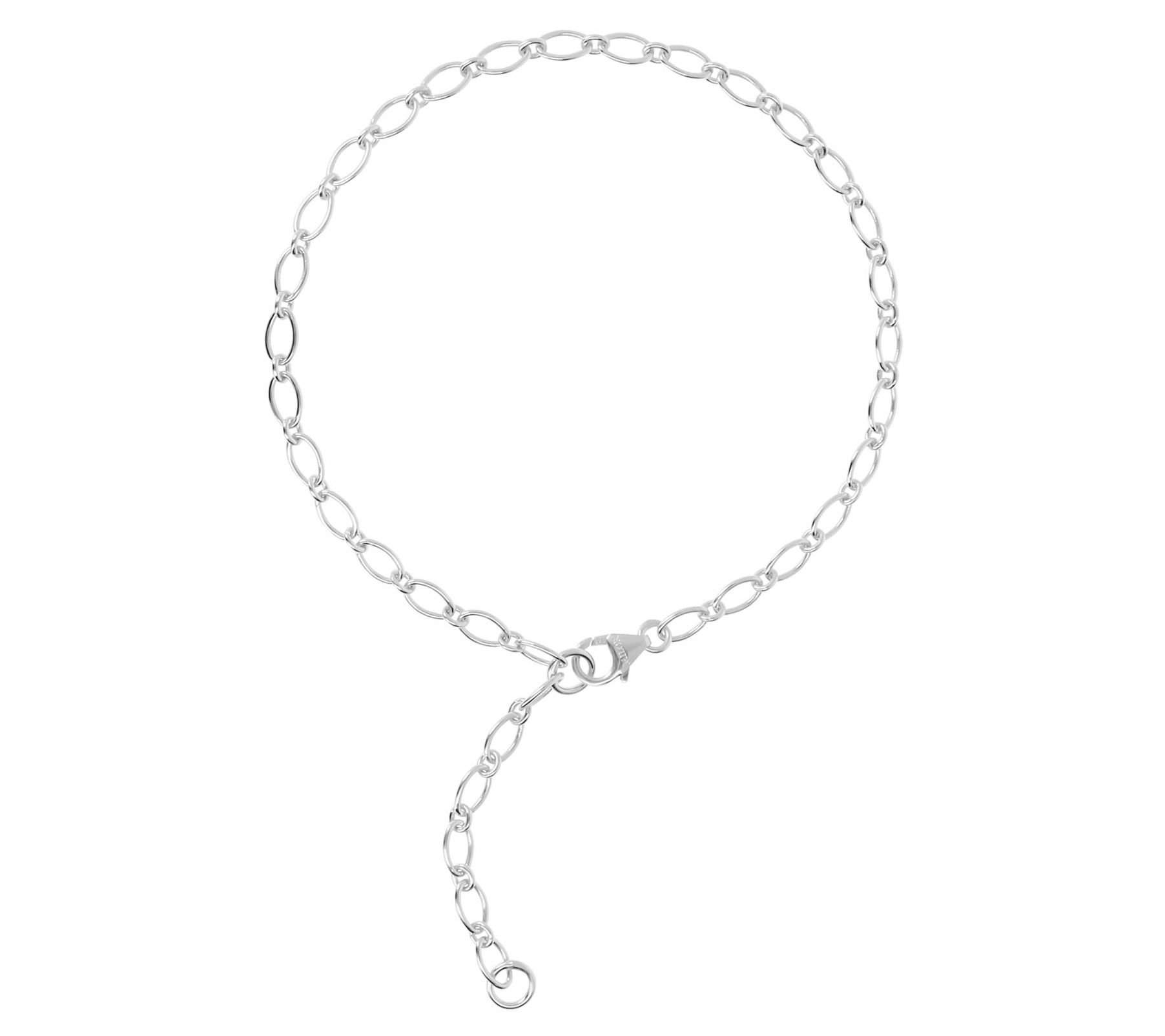 Italian Silver Adjustable Oval Link Anklet
