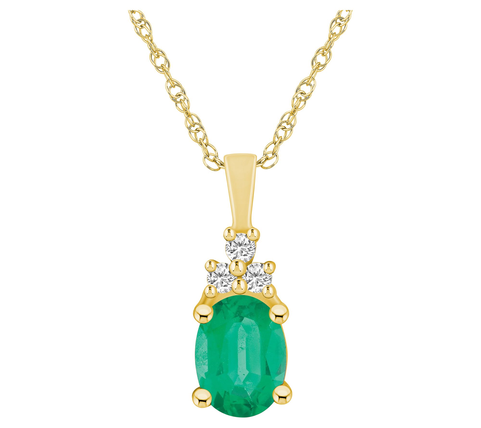 Affinity Gems Oval Cut Emerald Pendant, 1.20 ctw, 14K Gold