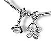 Hagit Cultured Pearl Set of Two Flower Charms,Sterling