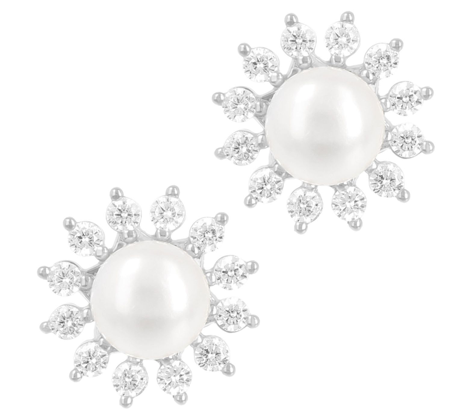 Diamonique x Affinity Cultured Pearl Stud Earrings, Sterling
