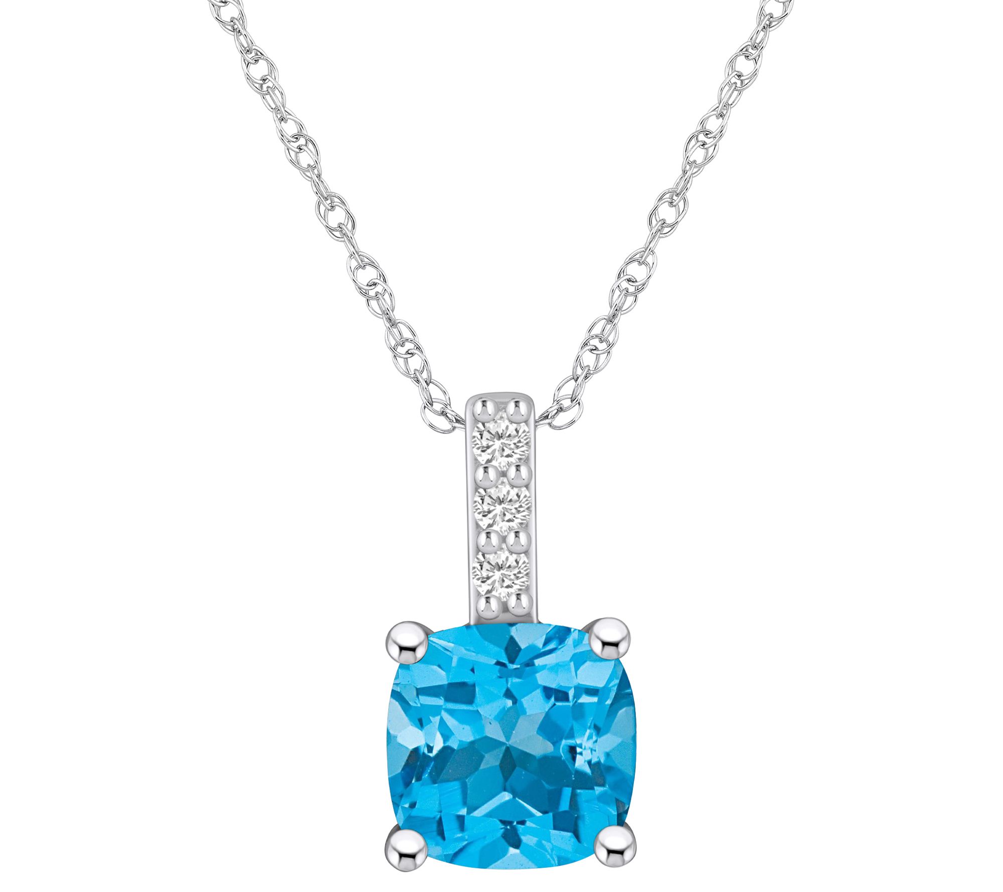 Affinity Gems Cushion Gemstone & Diamond Pendant w/ Chain, 14K