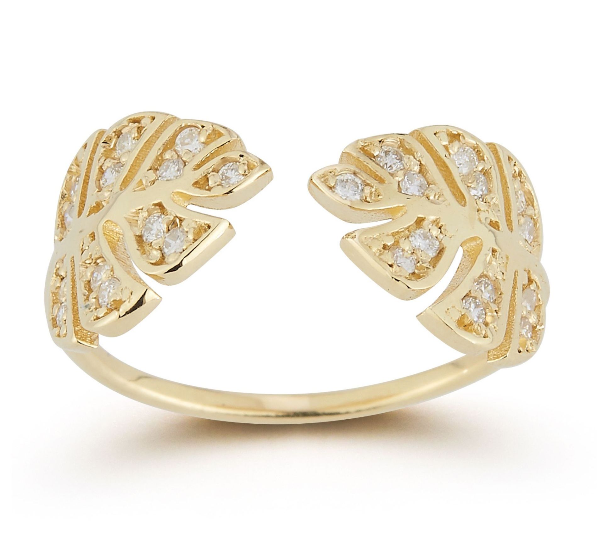 Luminosa Gold Diamond Banana Leaf Wrap Ring, 14K