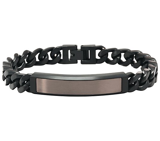 James Michael Men's Black IP Stainless Steel ID Bracelet