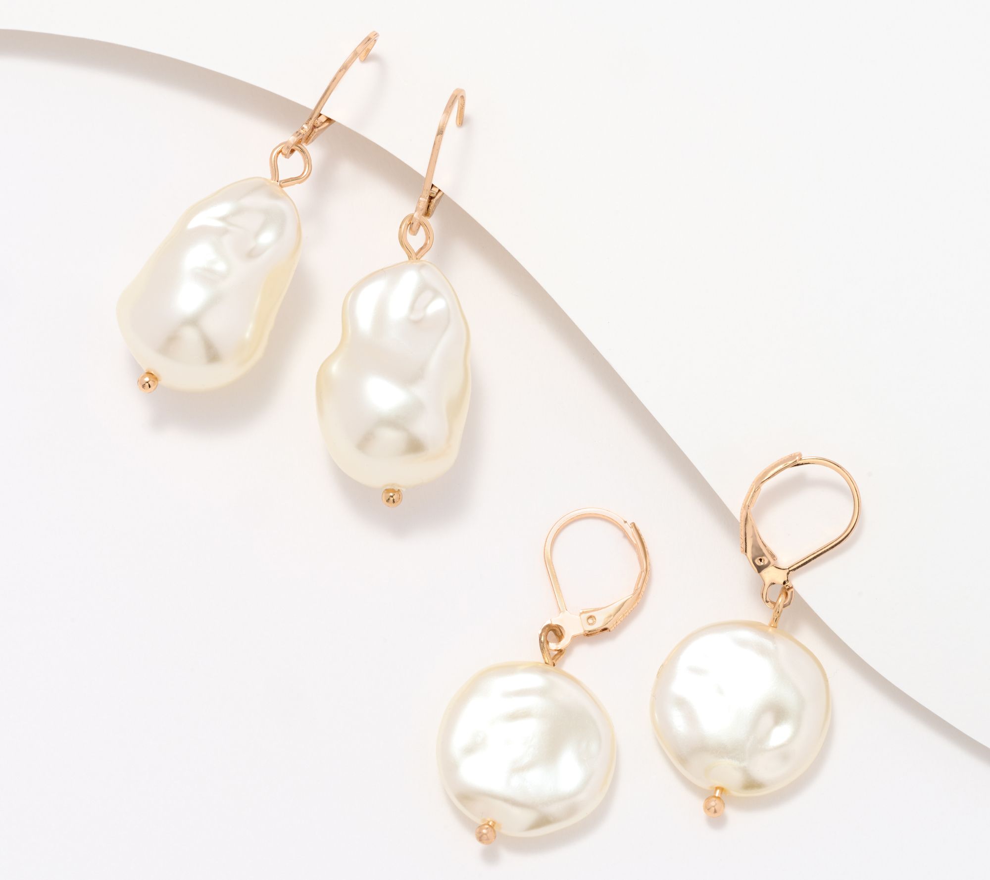 Joan Rivers Set of 2 Simulated Baroque Pearl Drop Earrings