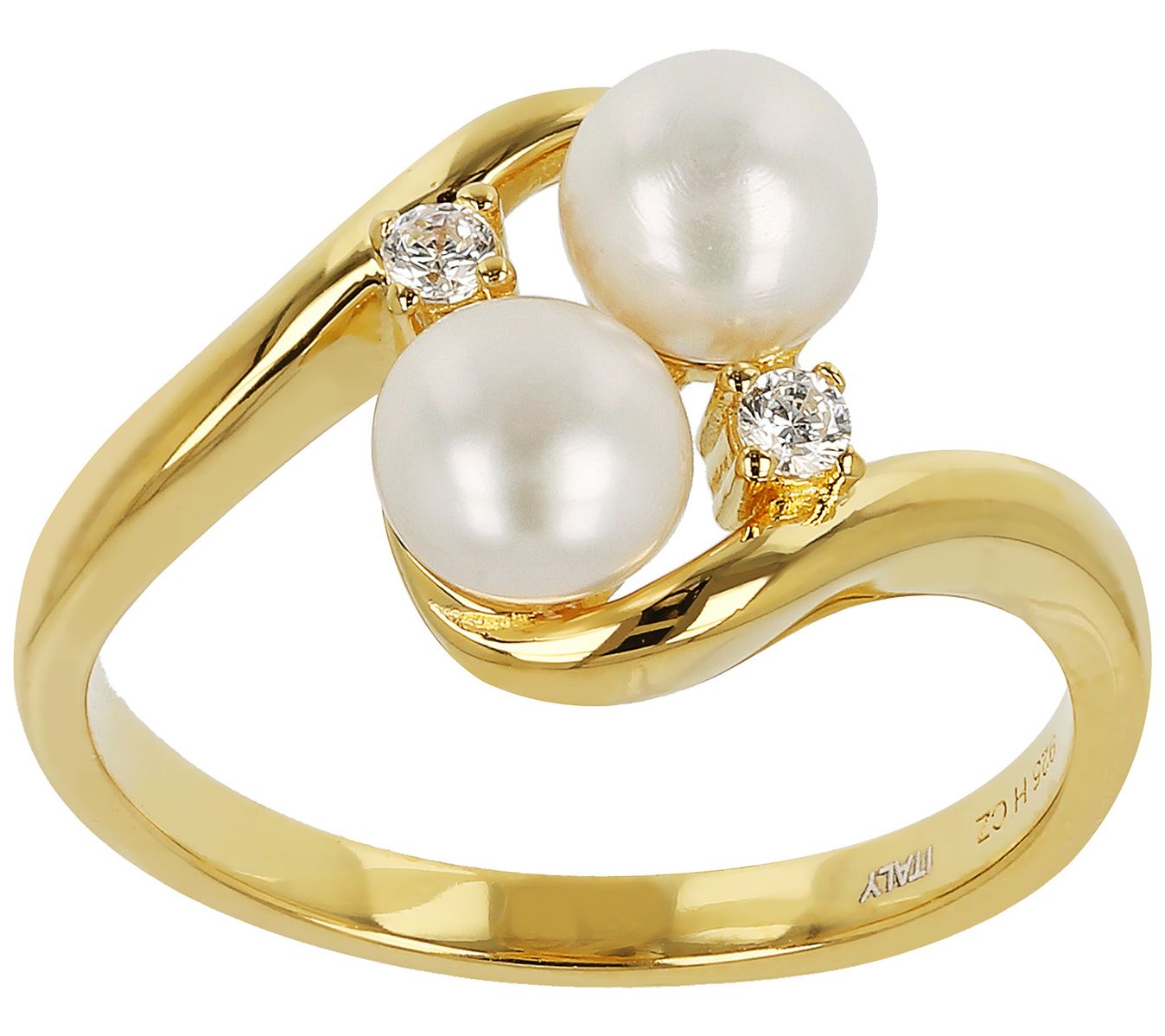 Diamonique x Honora Polished Wave Ring, Sterling