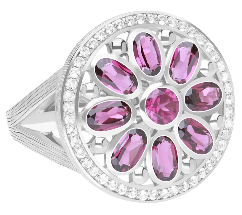 Ariva Sterling Silver Gemstone Medallion Ring
