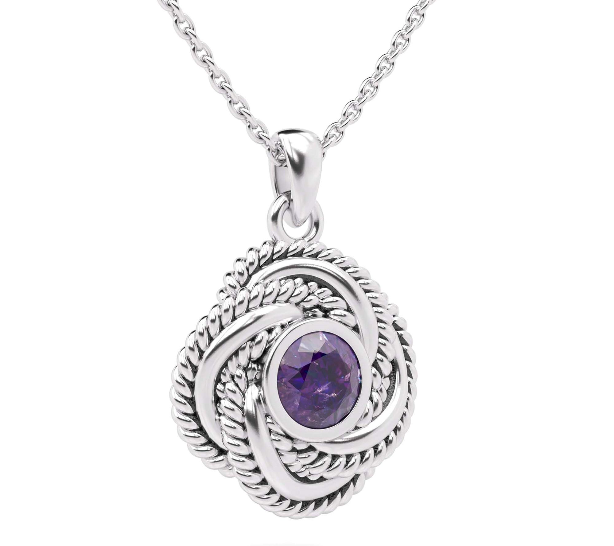 Or Paz Sterling Silver Love Knot Gemstone Penda nt w/ Chain