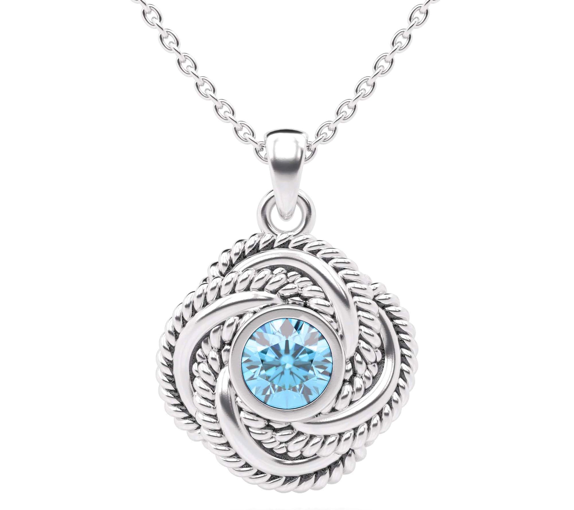 Or Paz Sterling Silver Love Knot Gemstone Penda nt w/ Chain