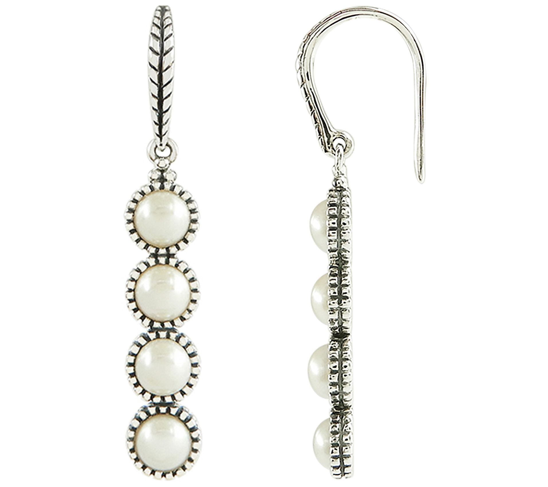 Affinity Cultured Pearl Linear Dangle Earrings,Sterling