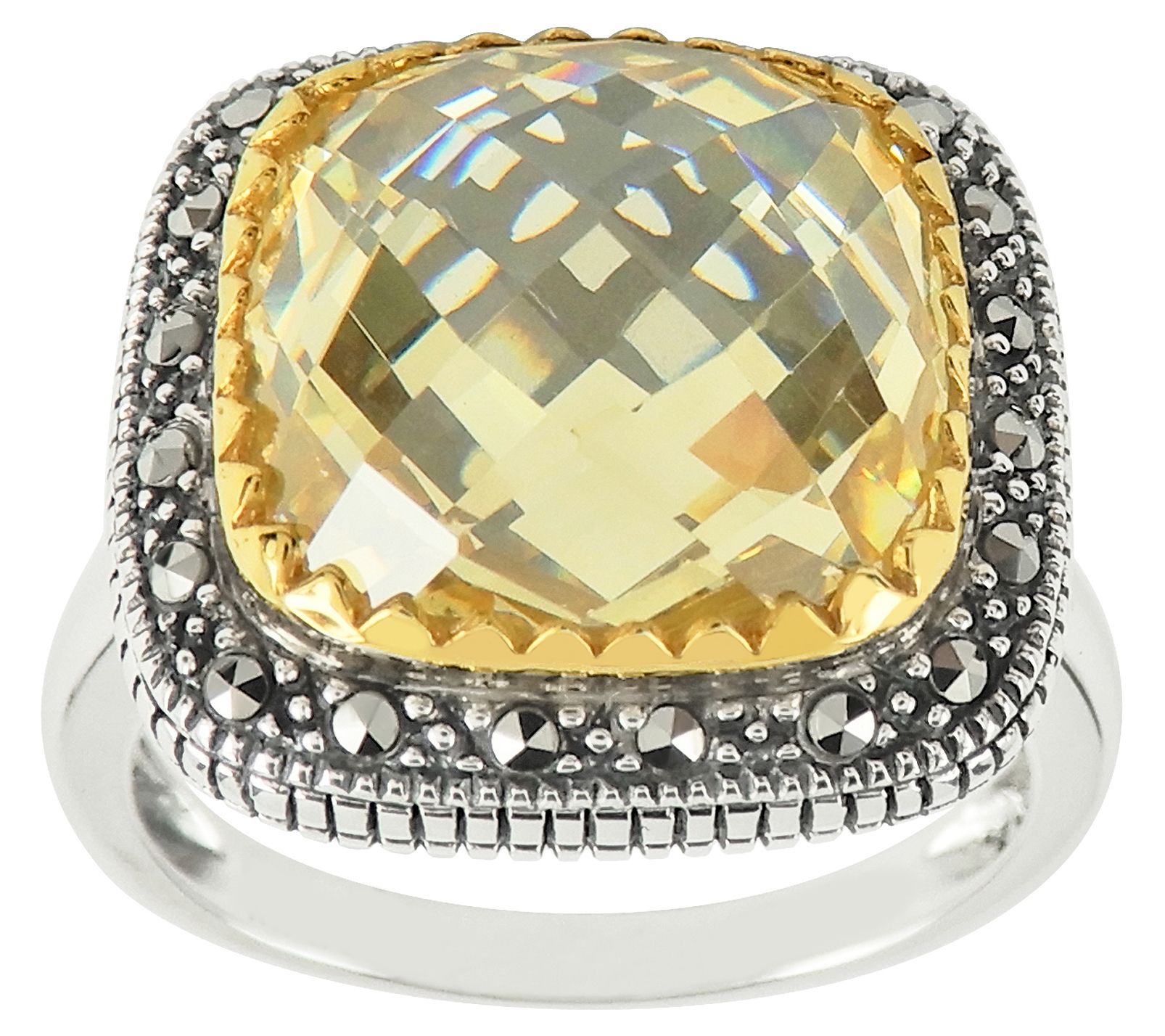 Suspicion Goldtone Sterling Canary & MarcasiteRing