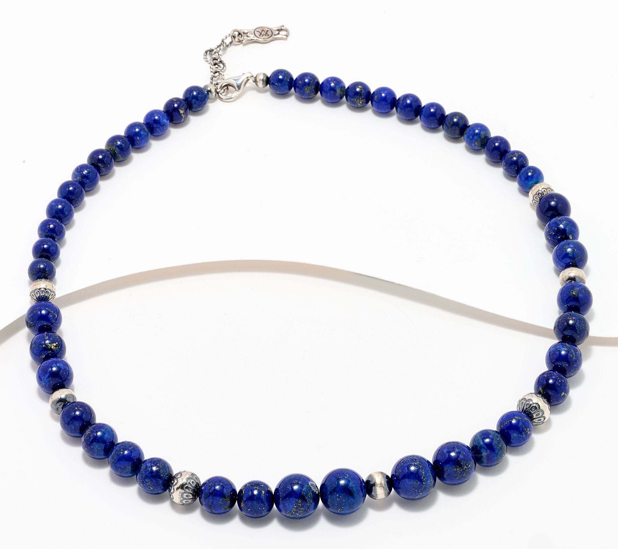 American West Graduated Gemstone & Silver Bead 20" Necklace