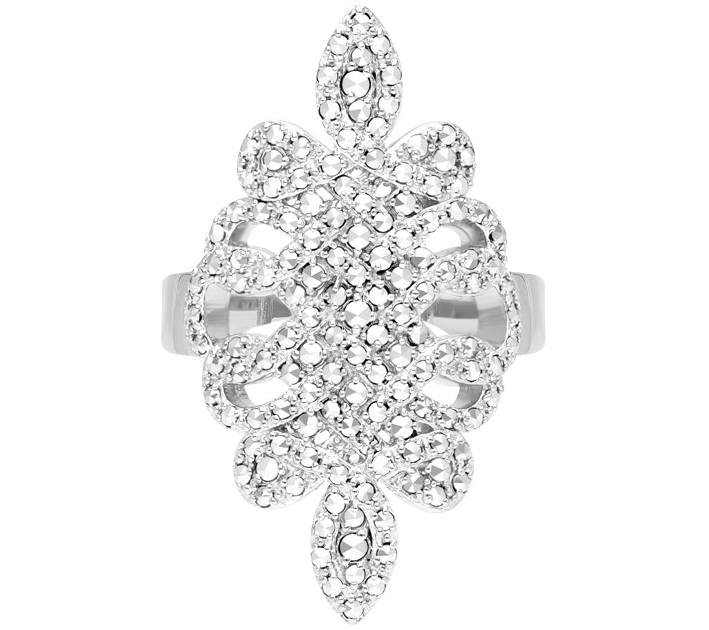 Dallas Prince Sterling Silver Chrome Marcasite Harmony Ring - QVC.com