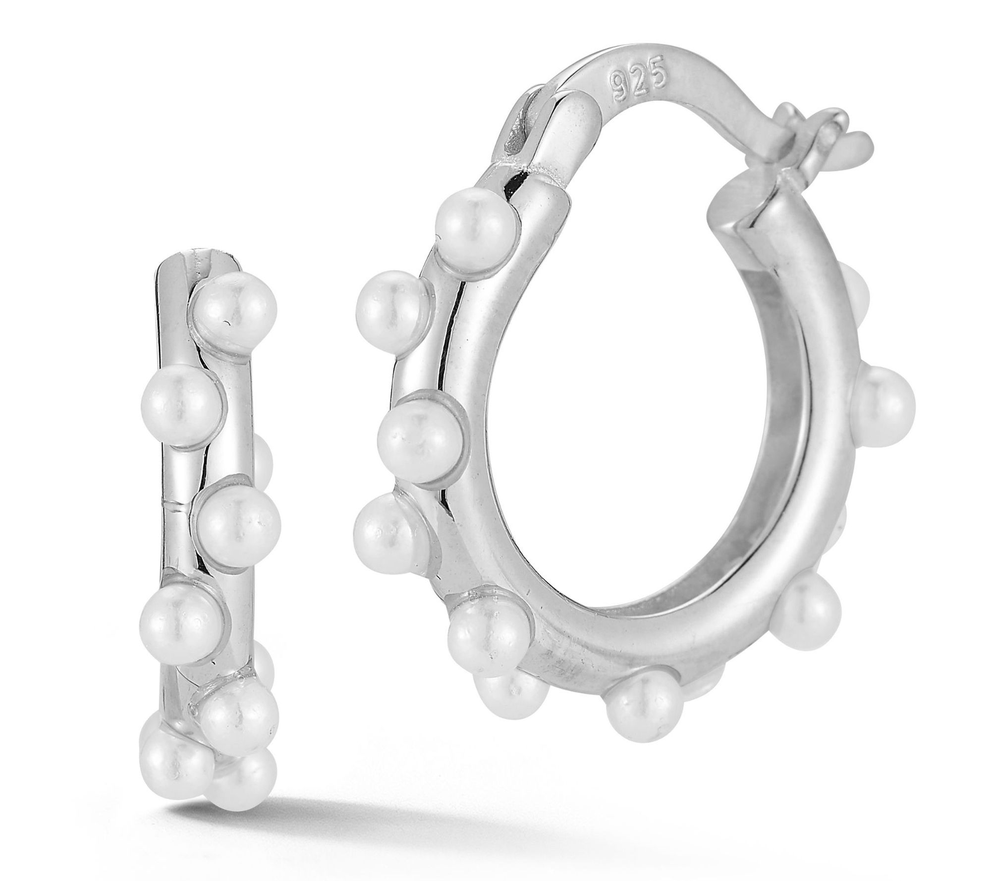 Sterlina Silver Cultured Pearl 3/4" Hoop Earrings, Sterling