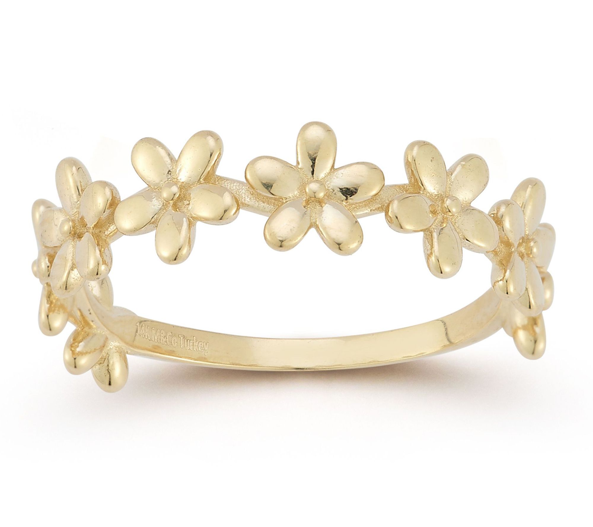 Luminosa Gold Puffed Flower Station Ring, 14K