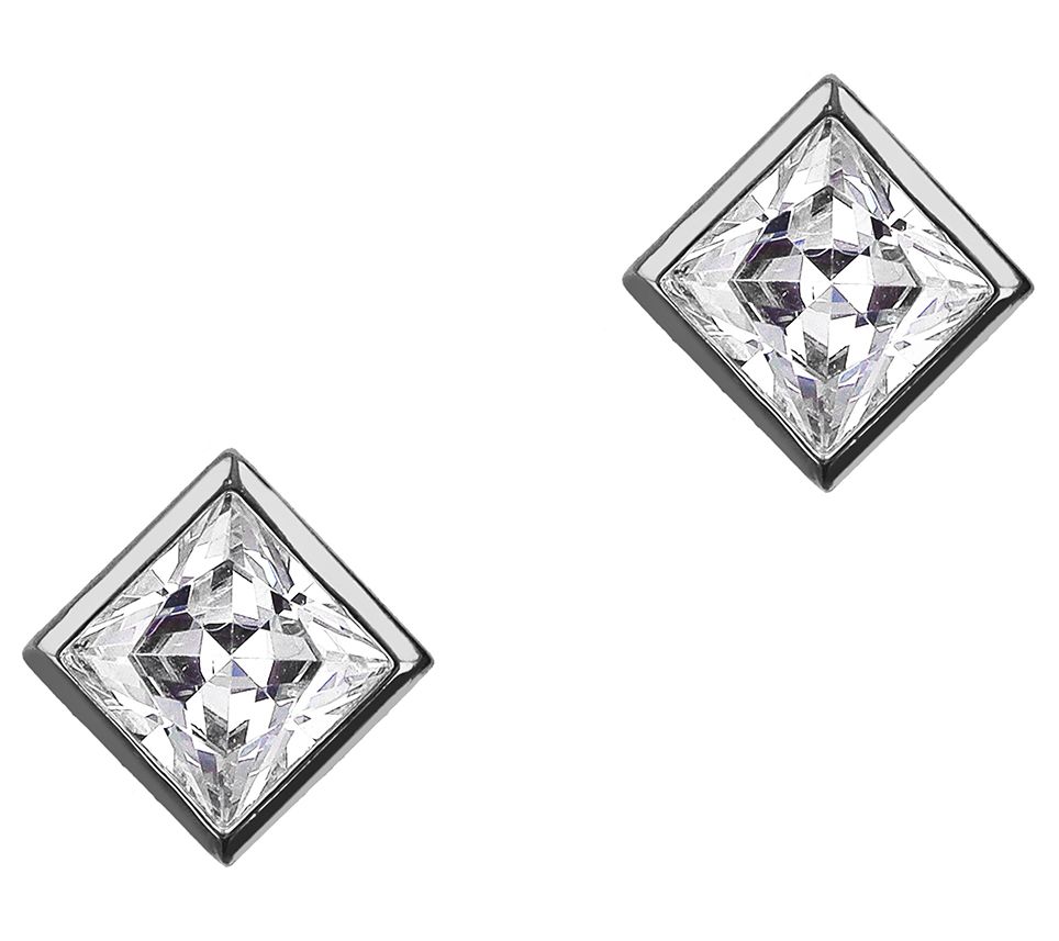 Diamonique x Bronzo Italia Stud Earrings, 18K Plated
