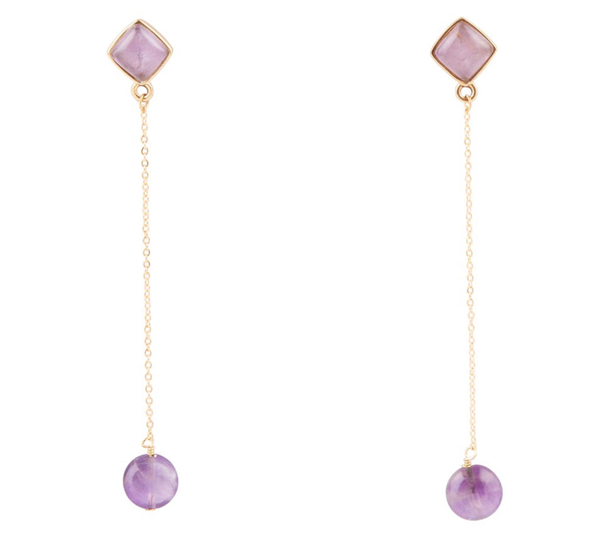 Barse Artisan Crafted Bronze Chained Up AmethysEarrings