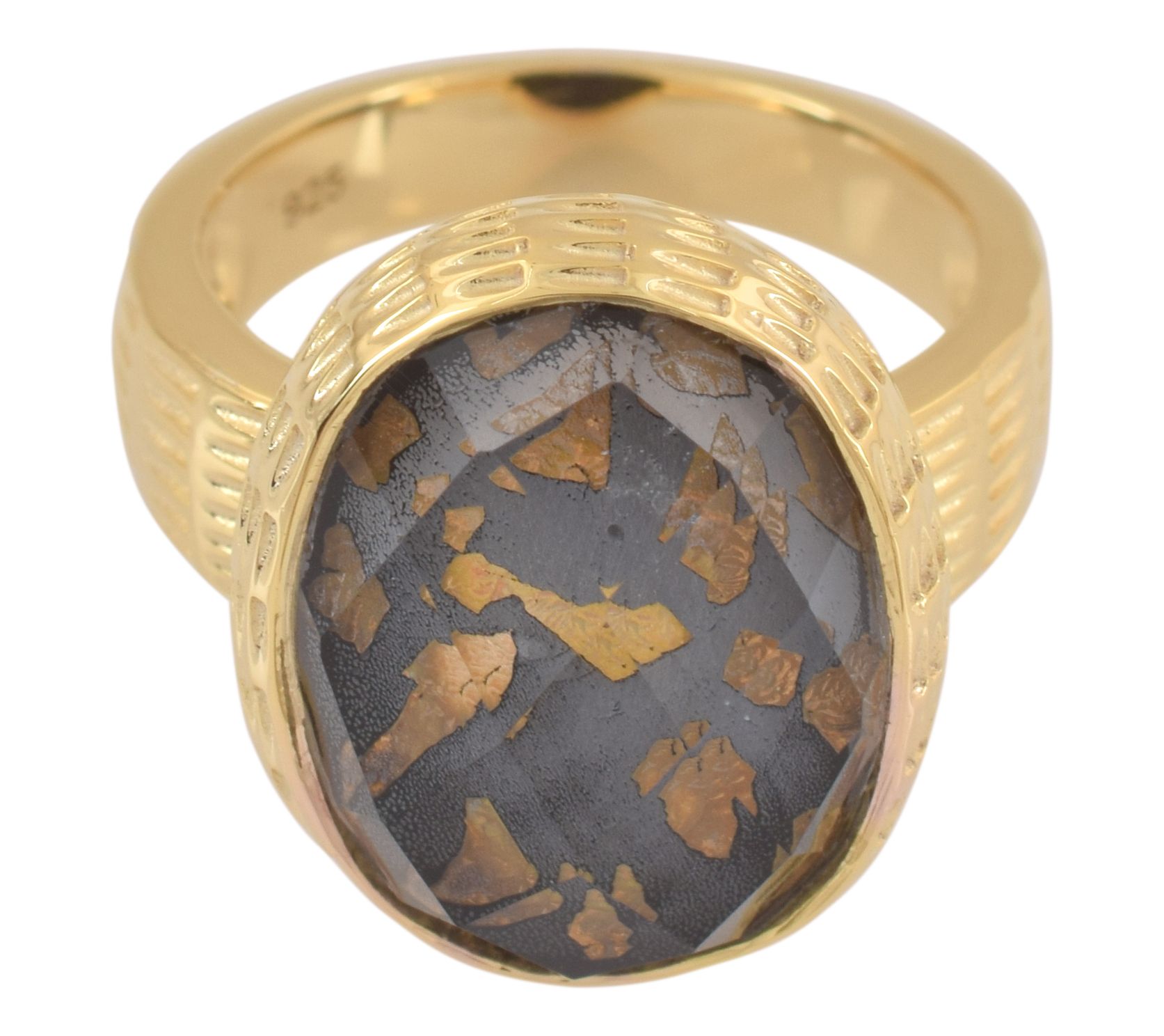 Affinity Gems Gold Flake Doublet Ring, 14K GoldPlated