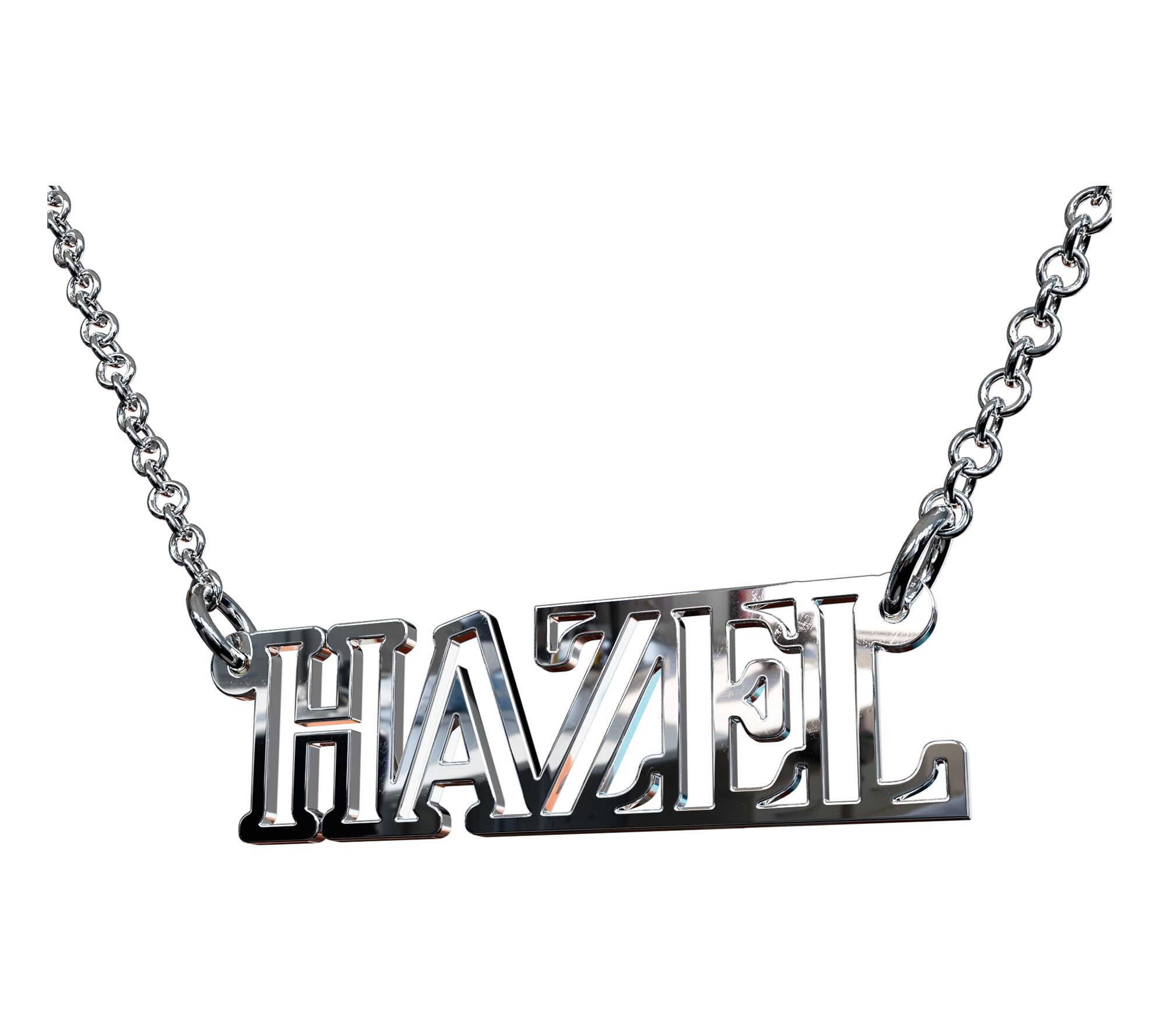 Sterling Silver Personalized Open Look Nameplate Necklace