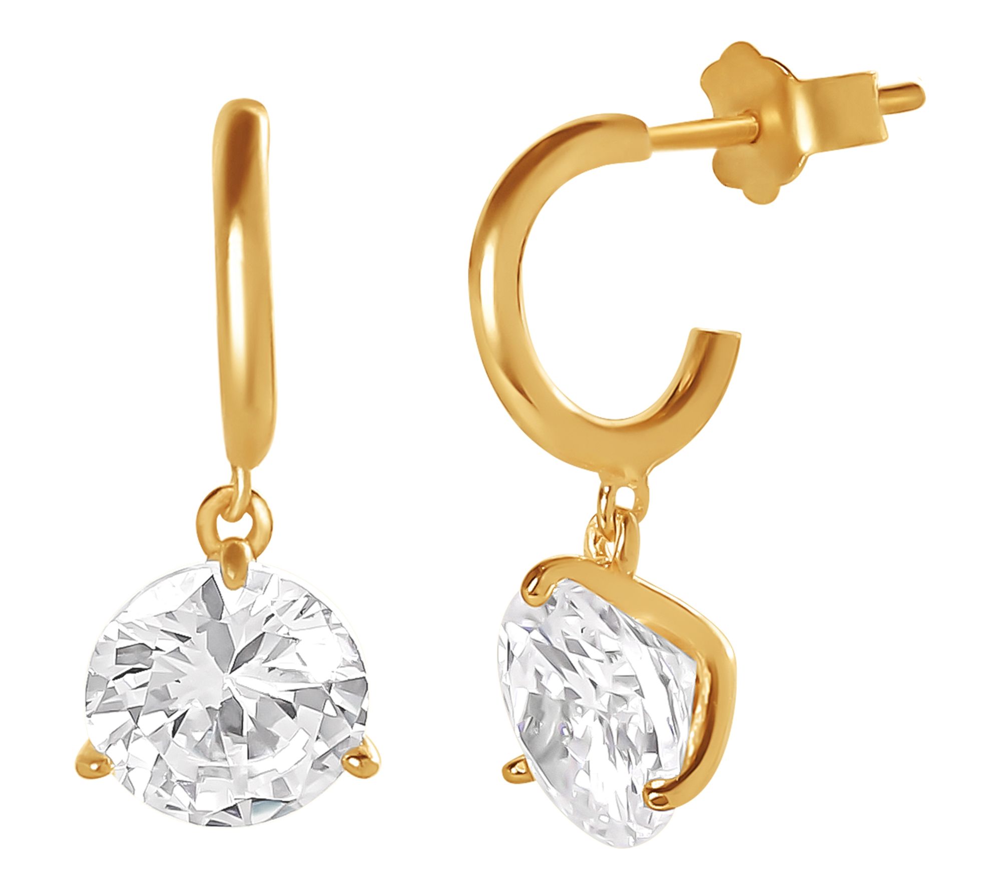 Diamonique Petite Hoop Dangle Earrings, Sterlin g
