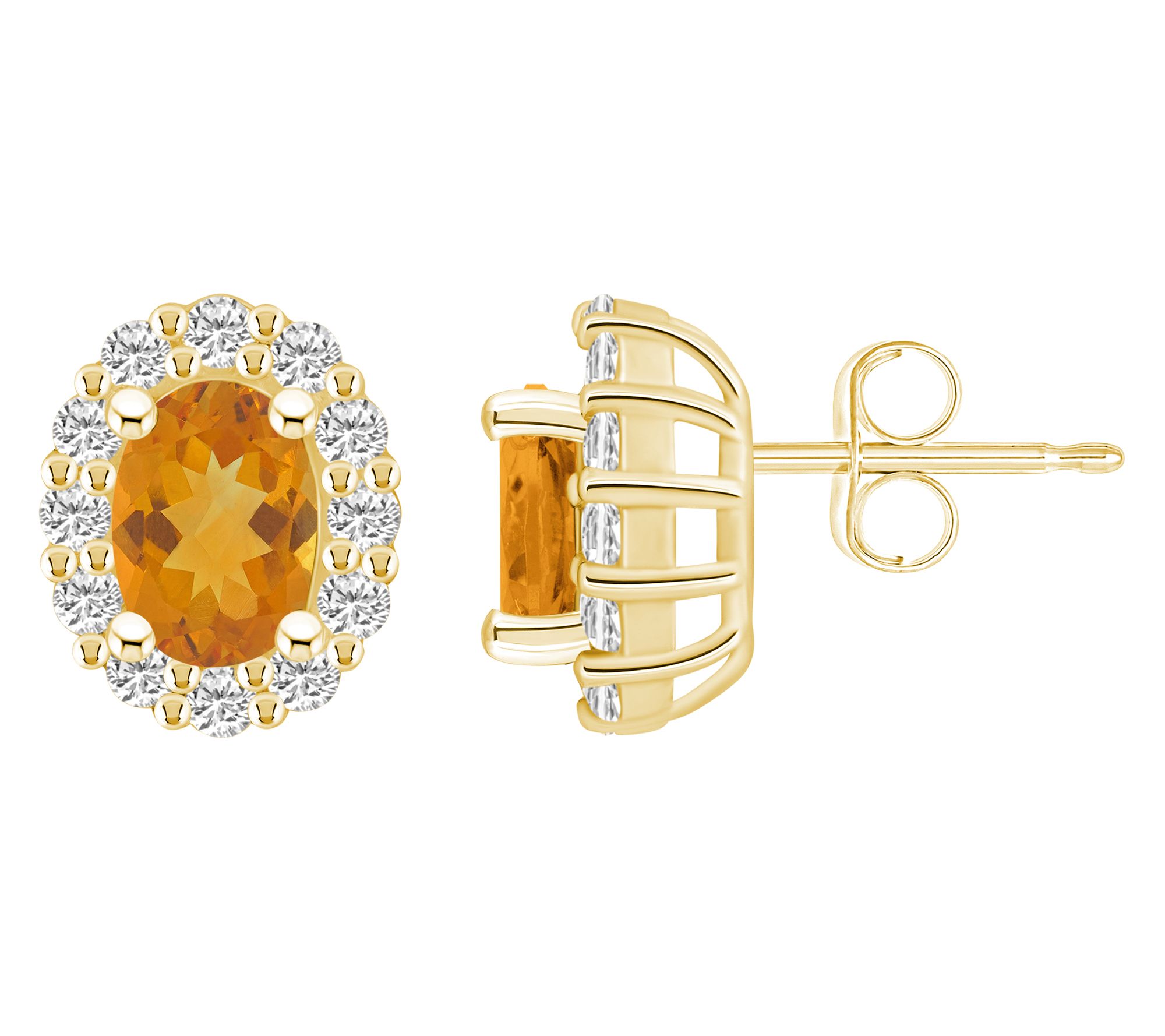 Affinity Gems Oval Gemstone & Diamond Halo StudEarrings, 14K